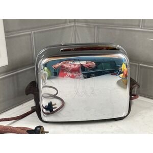 VTG Toastmaster 1B14 Chrome Toaster Art Deco Atomic Bakelite 2 Slice